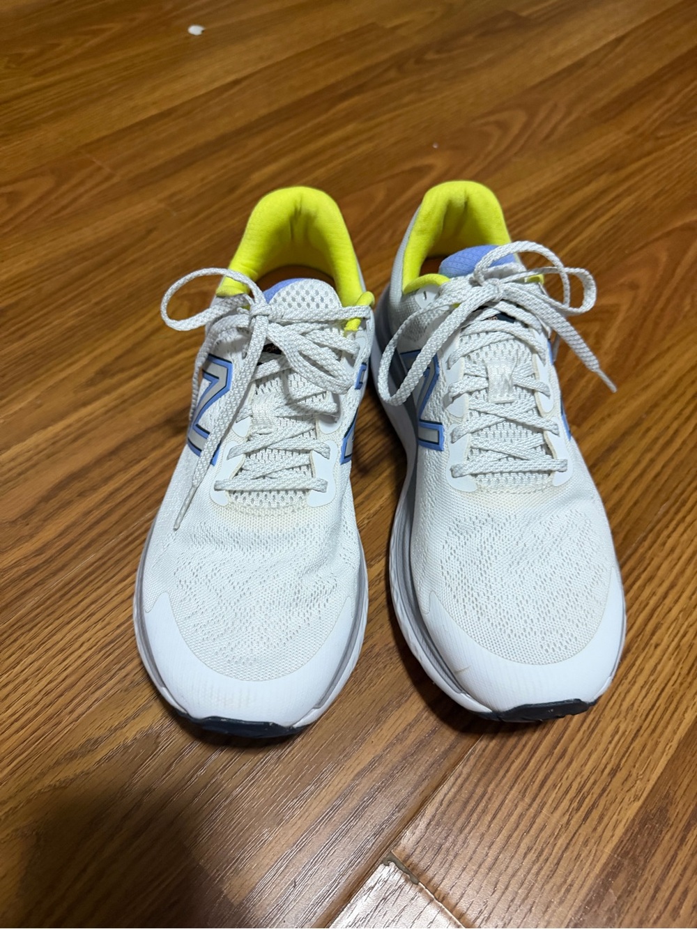 New Balance White Shoes with Neon Yellow & Blue Accents - Picture 3 of 6